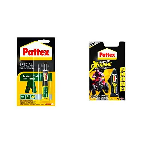 Pattex Pegamento para Textil 20 g + Repair Extreme Pegamento Blanco, 8 g
