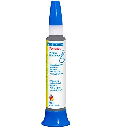 WEICON Contact VA 30 Adhesivo Cianoacrilato Negro 60g para Caucho y Plásticos