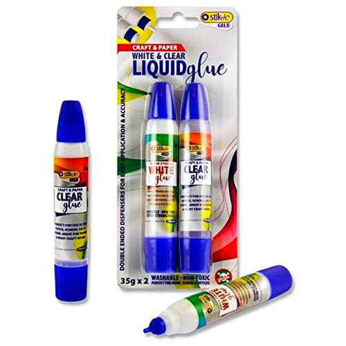 Premier Stationery Craft, pegamento líquido blanco y transparente. 2 x 35 g