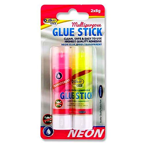 Premier Stationery - Pegamento para manualidades, color amarillo y rosa, 8 g