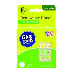Glue Dots .5&quot; Removable Dot Roll-200 Clear Dots