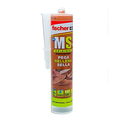 fischer - sellador de Juntas MS Sellante/ADH Terracota (Cartucho 290 ml) polímero Mono-componente para Pegar y sellar Diferentes Materiales