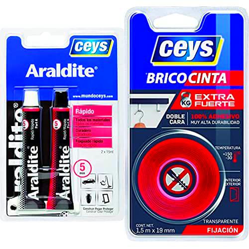 Ceys - Araldite Rapido 15+15Ml + 31163 Bricocinta Transparente 1,5M