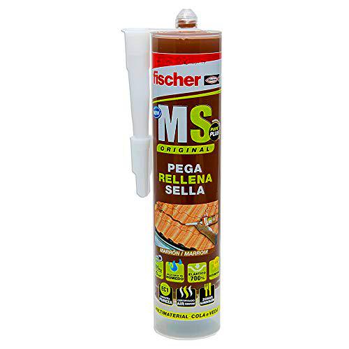 Fischer - Sellador Juntas bañeras, baños y cocinas MS Sellante/ADH marrón (Cartucho 290 ml) polímero para Pegar y sellar Diferentes Materiales