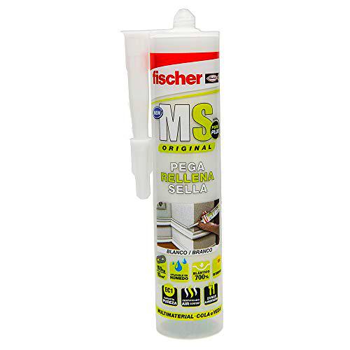 fischer | polímero silicona blanco MS PLUS. Sellador adhesivo antimoho para juntas bañera