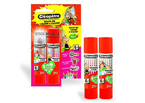 CLEOPATRE BL2BA21ADAST - Caja de 2 barras de pegamento transparente&quot;Cléostick&quot; adhesivo ASTERIX en 21 gr
