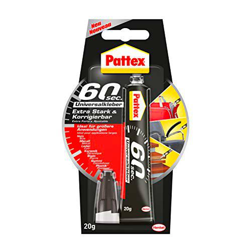 Pattex 60seg. Pegamento universal, tubo de 20 g Pegamento multiuso para reparaciones domésticas