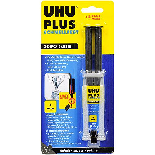 UHU Pegamento de componente de 45655 - 2 Plus rápido fijo con 2 Easy Licuadora, 14 ml