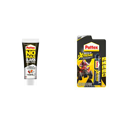 Pattex No Más Clavos Para Todo Crystal, adhesivo de montaje resistente a temperaturas extremas + Repair Extreme