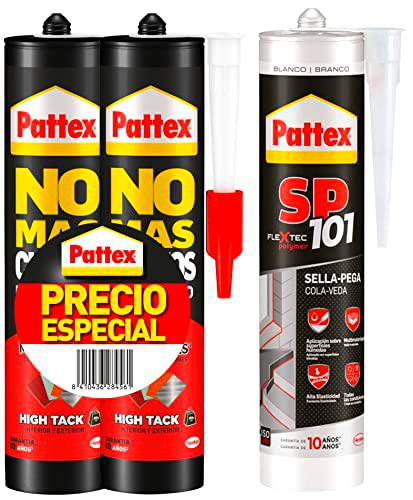 Pattex No Mas Clavos Para Todo HighTack, adhesivo de montaje resistente a temperaturas extremas + SP101 Original