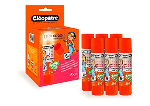 CLEOPATRE BA21ADX6 - Juego de 6 barras de pegamento transparentes (21 g)