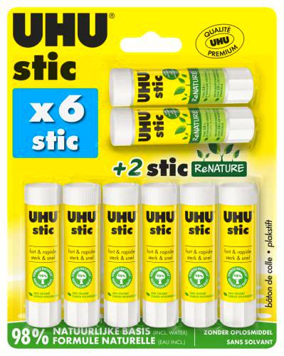 UHU Stic - Bastones de pegamento sin disolventes, blanco