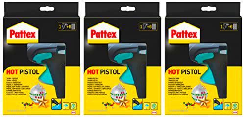 Pattex PHP6 Hot Set compuesto de 3 pistolas y 18 barras de pegamento termofusible negro