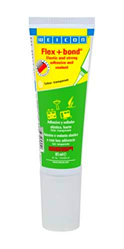 WEICON 13353085-36 Flex+Bond Transparente, 85ml, Tubo de Pegamento con Elasticidad Permanente y Alta Fuerza Adhesiva