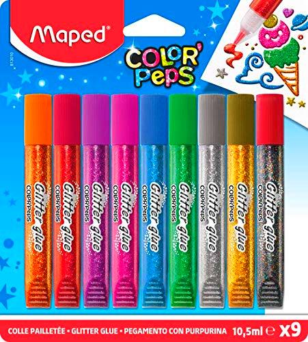 Pack de 9 tubos de pegamento con purpurina Maped 16x18cm. 813010