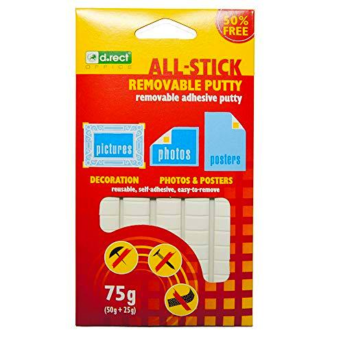 D.RECT Almohadillas adhesivas blancas | reutilizables | Plastilina adhesiva maleable | Blister con 80 almohadillas