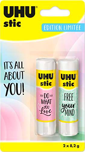 UHU Stic - Pegamento sin disolventes, color blanco 2 x 8,2 g Stic Pastel