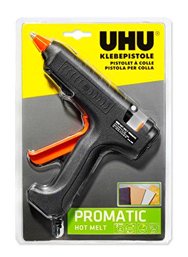 UHU 48380 Promatic Hot Melt - Pistola termofusible (incluye 3 cartuchos), Multicolor